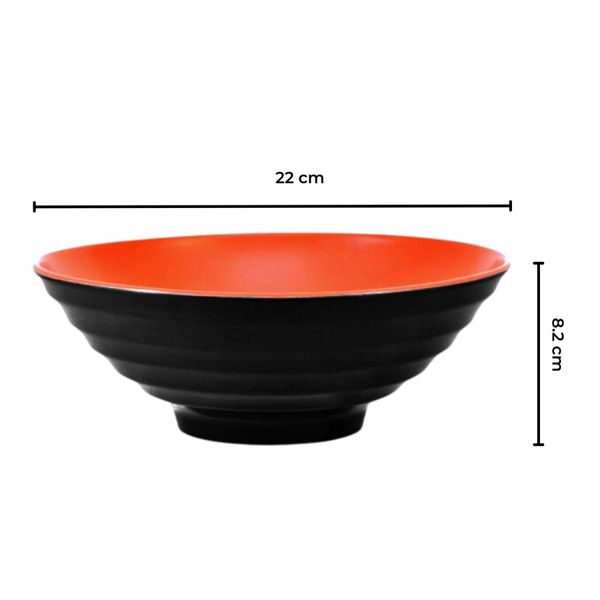 GOMINIMO 4 Sets (12 Piece) Noodle Soup Bowl Dishware with Matching Spoon and Chopsticks (Red and Black) GO-BWL-100-JH