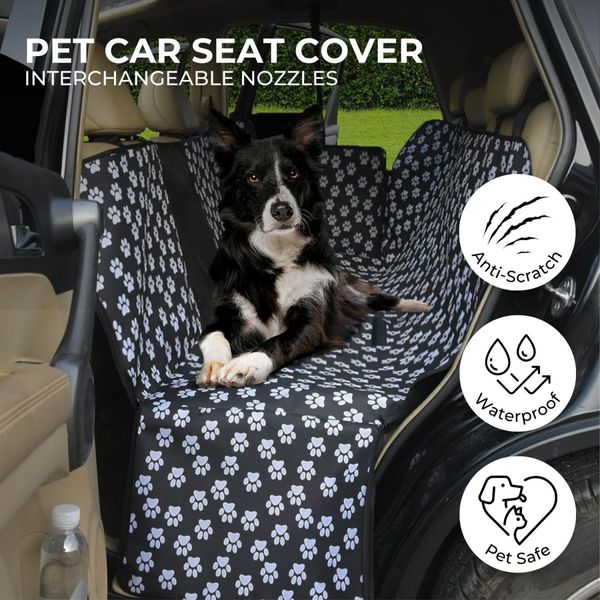 FLOOFI 140 x 145cm Pets Car Back Seat Cover Hammock (Black) FI-PCSC-100-BJD