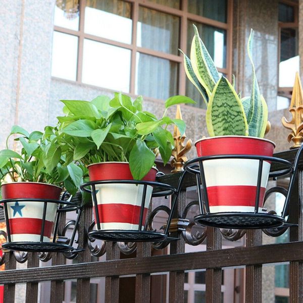 NOVEDEN 4 Pack Hanging Railing Flower Pot Holder (Black) NE-PSD-101-JZ