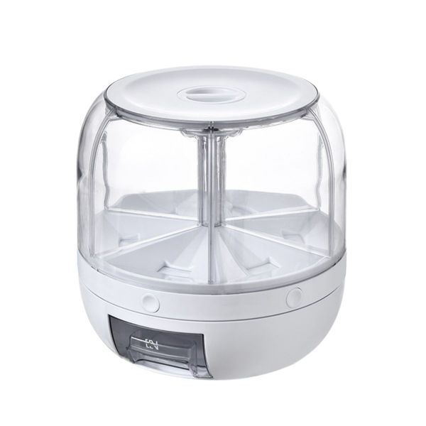 GOMINIMO 6 in 1 Rotating 360ｰ Grain Dispenser with Lid (White) GO-FD-108-LZ