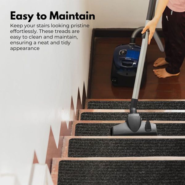 GOMINIMO Set of 15 Non Slip Carpet Stair Tread 20.3 x76cm (Grey) GO-CST-100-LD