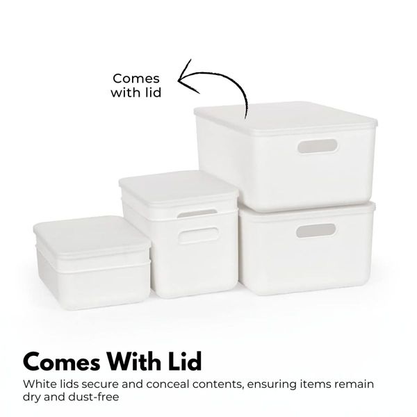 GOMINIMO 6 Pieces Plastic Storage Bins with 4 Lids (Beige)GO-SBI-100-CYP