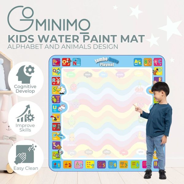 GOMINIMO Kids Water Paint Mat with Alphabet and Animals Design (1m x 1m) GO-WPM-100-SG