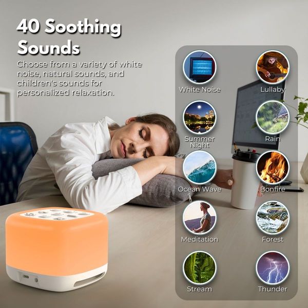 GOMINIMO White Noise Machine with Night Light and 40 Soothing Sounds for Sleeping (White)