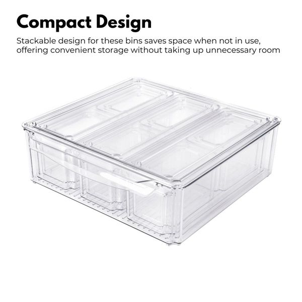 GOMINIMO 10 Pack Clear Stackable Fridge Organiser Bins with Lids (Transparent) GO-STO-103-ZG