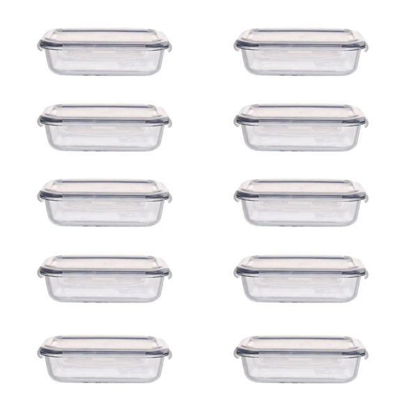 GOMINIMO 10 Pack Rectangular Airtight Food Storage Container Set (Transparent and Black) GO-STO-104-ZG