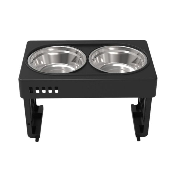 FLOOFI Elevated Raised Pet Feeder with Double Bowl (Black) FI-FD-119-SY