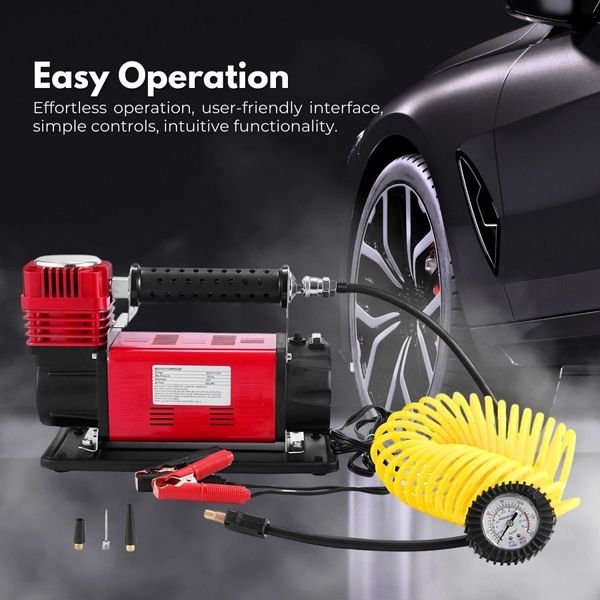 RYNOMATE 540W Car Air Compressor for Car Tires (Red) RNM-CTAC-100-ZC