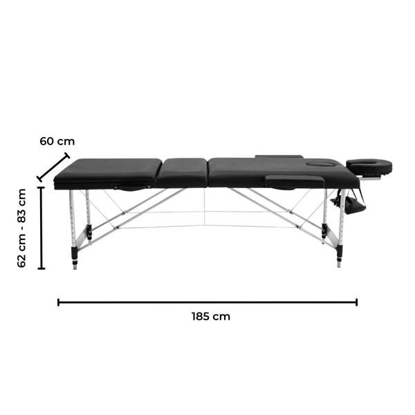 ONIREST 3 Fold Adjustable Portable Massage Bed (Black)OR-MTP-100-NS