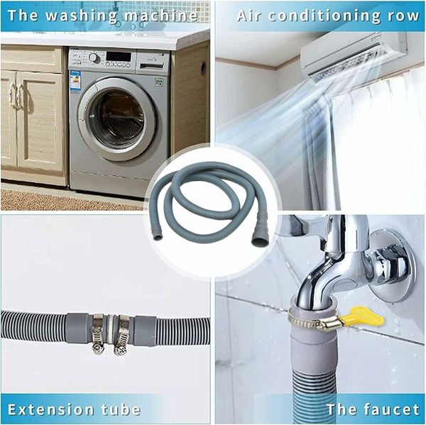 3 Meters Washing Machine Drain Hose, Universal Drain Hose Extension Kit for Washer, Dishwasher, Flexible Discharge Hose for LG, GE, Samsung, Fit up to 1 to 1/2 Inch Drain Outlets