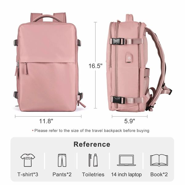 Travel Backpack with Shoe Compartment for Women Men  Waterproof Sports Luggage Computer Backpack Casual Daypack(Pink)