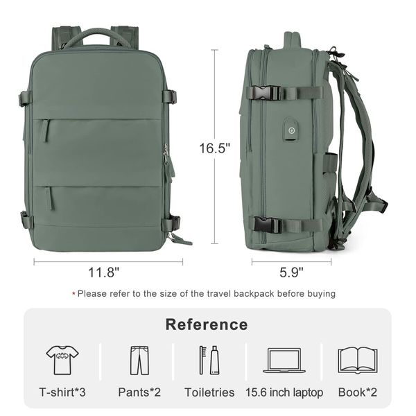 Travel Backpack with Shoe Compartment for Women Men  Waterproof Sports Luggage Computer Backpack Casual Daypack(Green)