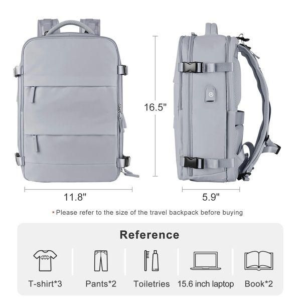 Travel Backpack with Shoe Compartment for Women Men  Waterproof Sports Luggage Computer Backpack Casual Daypack(Grey)