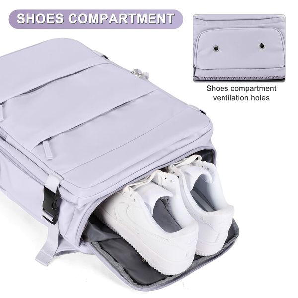 Travel Backpack with Shoe Compartment for Women Men  Waterproof Sports Luggage Computer Backpack Casual Daypack(Purple)