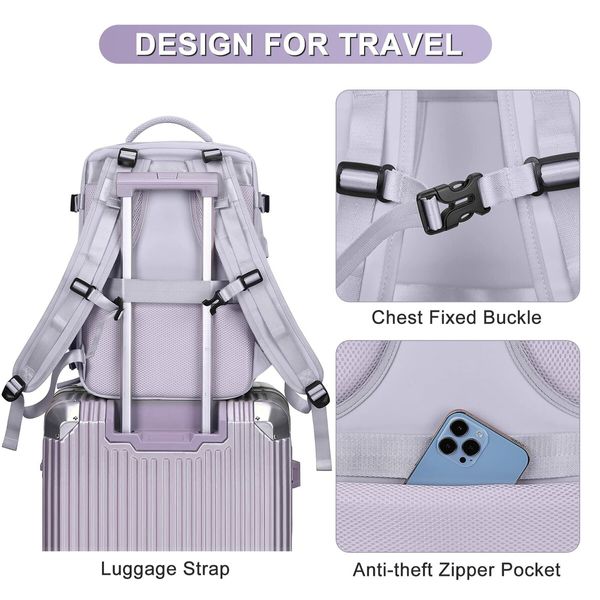 Travel Backpack with Shoe Compartment for Women Men  Waterproof Sports Luggage Computer Backpack Casual Daypack(Purple)