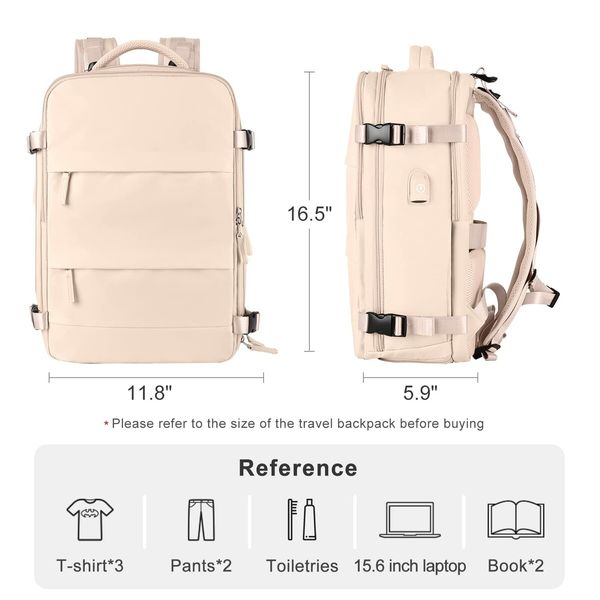 Travel Backpack with Shoe Compartment for Women Men  Waterproof Sports Luggage Computer Backpack Casual Daypack(Beige)