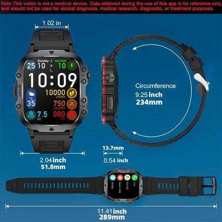 Smart Watch Men Wireless Call IP68 Waterproof Sport Fitness AI Voice Outdoor 100+ Sports Modes Outdoor Smartwatch(Black Steel Strip)