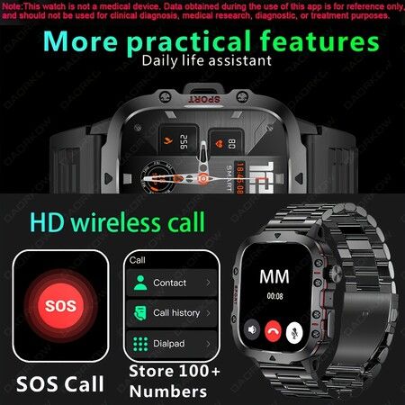 Smart Watch Men Wireless Call IP68 Waterproof Sport Fitness AI Voice Outdoor 100+ Sports Modes Outdoor Smartwatch(Black Steel Strip)