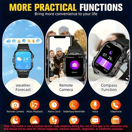 Smart Watch Men Wireless Call IP68 Waterproof Sport Fitness AI Voice Outdoor 100+ Sports Modes Outdoor Smartwatch(Black Steel Strip)