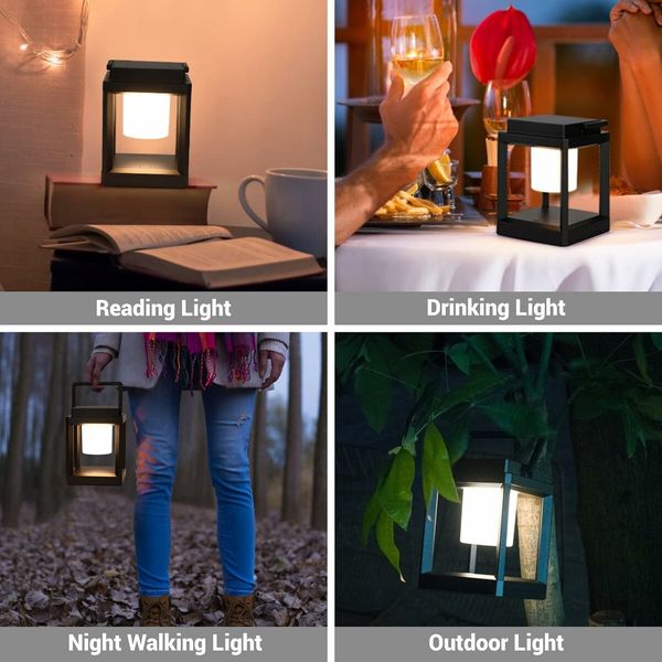 Outdoor Table Lamp, Brightness LED Nightstand Lantern for Patio/Walking/Reading/Camping, Warm Light