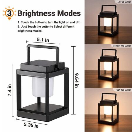 Outdoor Table Lamp, Brightness LED Nightstand Lantern for Patio/Walking/Reading/Camping, Warm Light