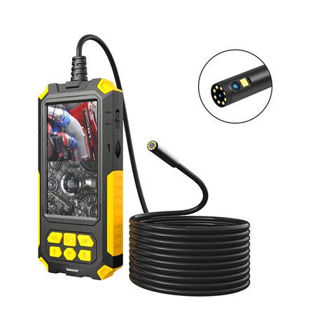 Dual Lens Industrial Endoscope Camera with Light, 4.5 Inch IPS Screen, 1080P HD Borescope Inspection Camera, IP67 Waterproof Snake Camera with Semi-Rigid Cable