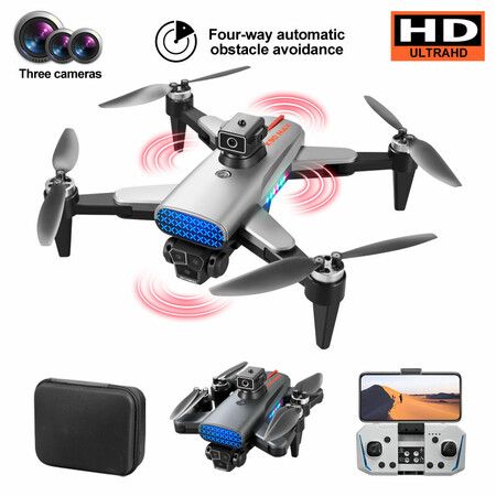 GPS Drone with 4K HD Camera, Quadcopter with Auto Return, Brushless Motor, 3 Camera Aerial Photography Drone With 360 Obstacle Avoidance RC Quadcopter Drone(1 PC-Black)