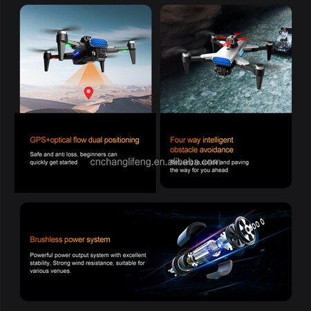 GPS Drone with 4K HD Camera, Quadcopter with Auto Return, Brushless Motor, 3 Camera Aerial Photography Drone With 360 Obstacle Avoidance RC Quadcopter Drone(1 PC-Black)