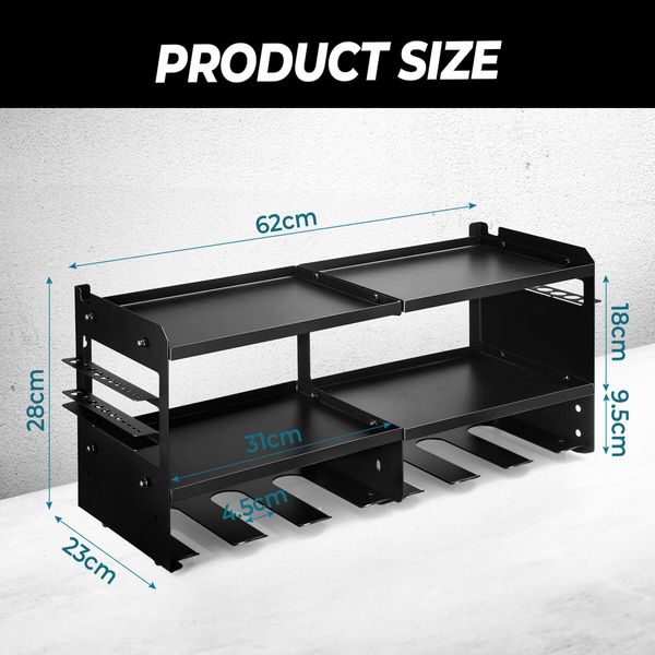 Power Tool Organiser 3 Tier Wall Mounted Garage Shelves Shelving Unit Metal Storage Rack Warehouse Wrench Drill Holder Hanger