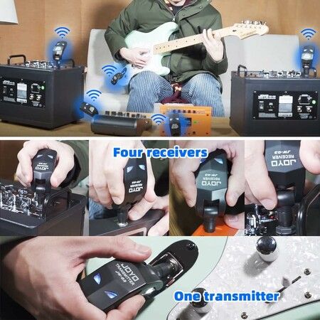 2.4GHz Wireless Guitar System 4 Channels Rechargeable Audio Wireless Transmitter Receiver for Guitar Bass Electric Instruments (JW-03)