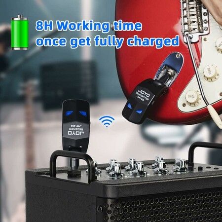 2.4GHz Wireless Guitar System 4 Channels Rechargeable Audio Wireless Transmitter Receiver for Guitar Bass Electric Instruments (JW-03)