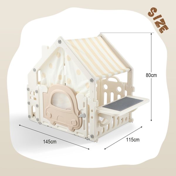 Kids Playhouse Cubby House Pretend Play Gym Cottage Cabin Childrens Activity Centre Toy Building Block Table Storage Box