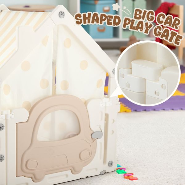 Kids Playhouse Cubby House Pretend Play Gym Cottage Cabin Childrens Activity Centre Toy Building Block Table Storage Box