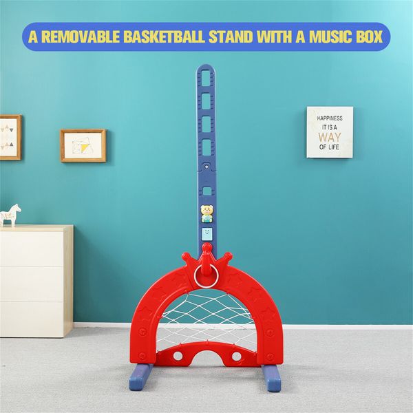 Kids Basketball Hoop Stand Golf Game Activity Centre Indoor Outdoor 5 in 1 Playset Football Gate Ring Toss Adjustable