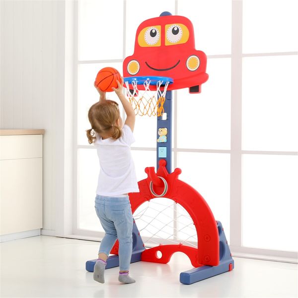 Kids Basketball Hoop Stand Golf Game Activity Centre Indoor Outdoor 5 in 1 Playset Football Gate Ring Toss Adjustable