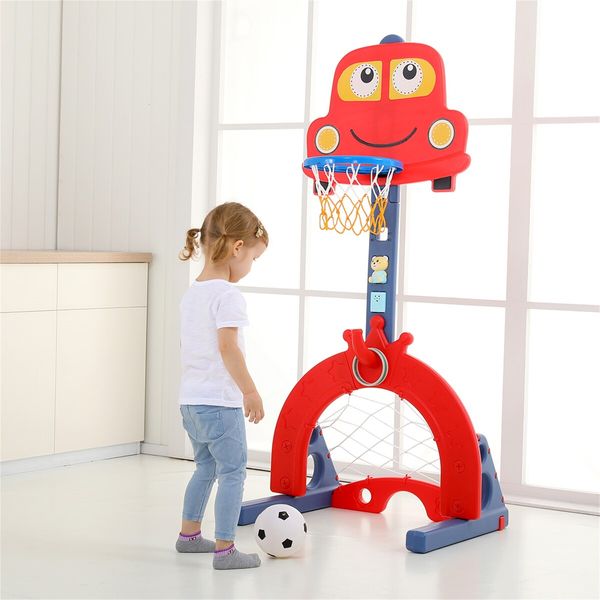 Kids Basketball Hoop Stand Golf Game Activity Centre Indoor Outdoor 5 in 1 Playset Football Gate Ring Toss Adjustable