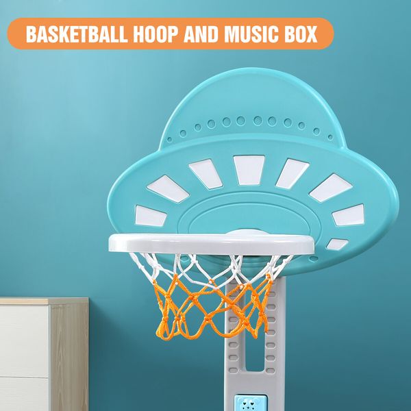 Kids Basketball Hoop Stand Set 5 in 1 Activity Centre Golf Game Ring Toss Football Gate Adjustable Indoor Outdoor Playset