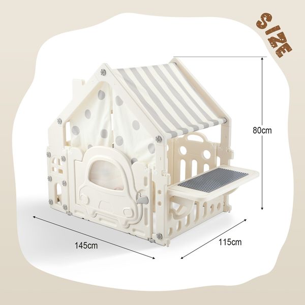 Kids Cubby House Playhouse Childrens Pretend Play Gym Cottage Cabin Activity Centre Toy Building Block Table Storage Box