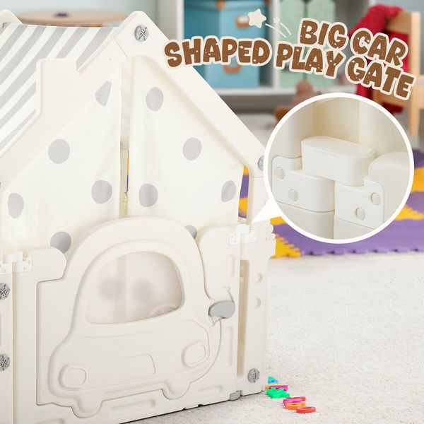 Kids Cubby House Playhouse Childrens Pretend Play Gym Cottage Cabin Activity Centre Toy Building Block Table Storage Box