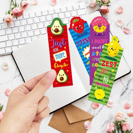 30 PCS Cartoon Animal Fruits Bookmarks Kid Page Clip Book Mark Card Cute Children's School Rewards Gift