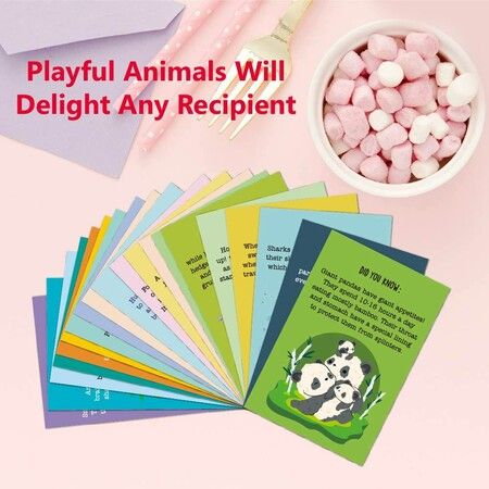 40 PCS Animal Fun Fact Postcards Bulk Pack Kids Students Friends Teachers Greeting Cards