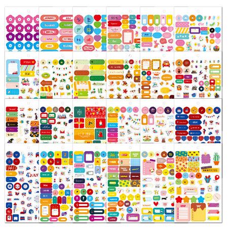 Planner Stickers Pack 24 Sheets 1200 Stickers Stylish Variety Assortment Bundle Accessories Planning Decorating Planners Journals Calendars