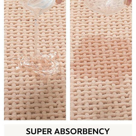 Chenille Bath Mat-Rubber Backing Bathroom Rugs Non Slip-Quick Dry Bath Mats for Bathroom Floor- Rugs Fit Under Door(Beige-50*80CM)