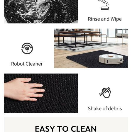 Chenille Bath Mat-Rubber Backing Bathroom Rugs Non Slip-Quick Dry Bath Mats for Bathroom Floor- Rugs Fit Under Door(Black-40*60CM)