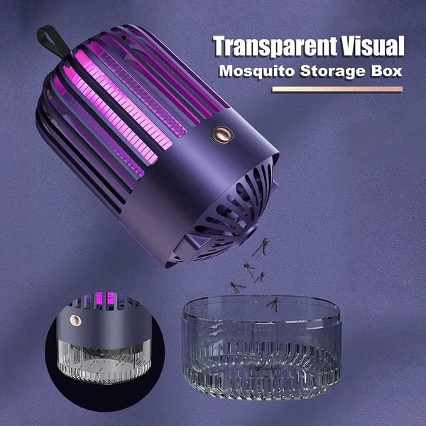 Electric Mosquito UV light Killer 2000mAh USB Powered for Indoor and Outdoor Quiet Turbine Bug Zapper Trap Dark Blue