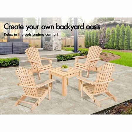 ALFORDSON Adirondack Chairs Table 3PCS Set Outdoor Furniture w/ Ottoman Beach Wood