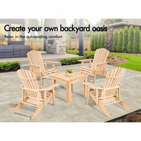 ALFORDSON Adirondack Chairs Table 3PCS Set Wooden Outdoor Furniture Beach Wood