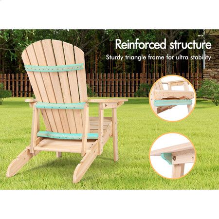 ALFORDSON Adirondack Chairs Table 3PCS Set Wooden Outdoor Furniture Beach Wood