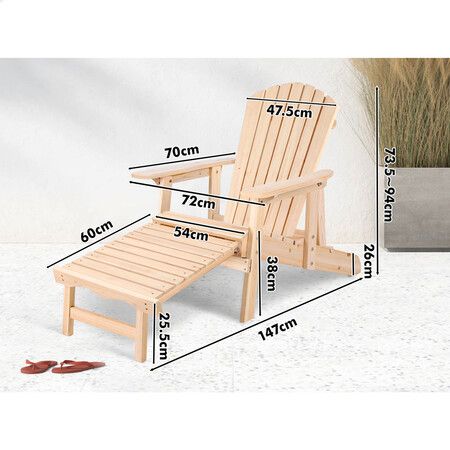 ALFORDSON Adirondack Chairs Table 3PCS Set Wooden Outdoor Furniture Beach Wood