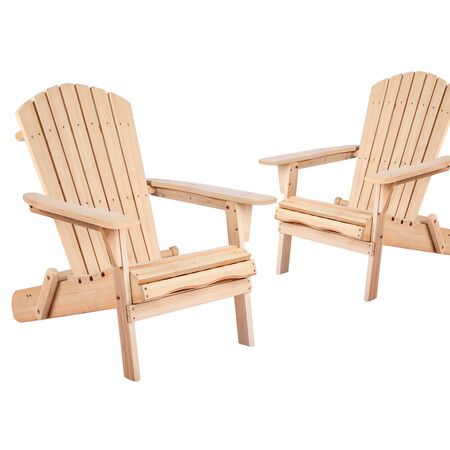 ALFORDSON 2x Outdoor Chairs Wooden Adirondack Patio Furniture Beach Garden Wood